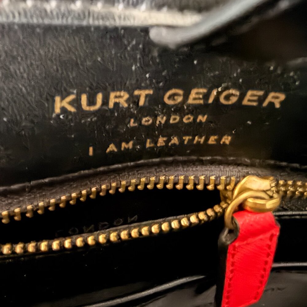 KURT GEIGER LONDON TOTE  BROWN BLACK Textured Leather - Picture 4 of 9